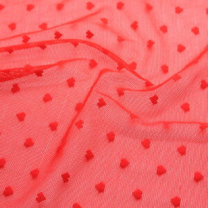 Red Jacquard fishnet with heart motif